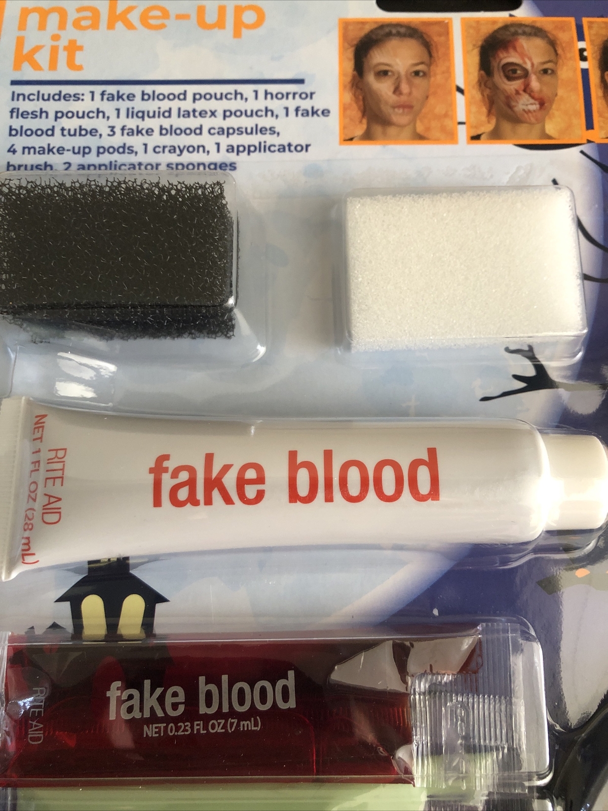 Deluxe Halloween Zombie Make-up Kit, Fake Blood, Sponges, Make-up, Flesh (NEW)