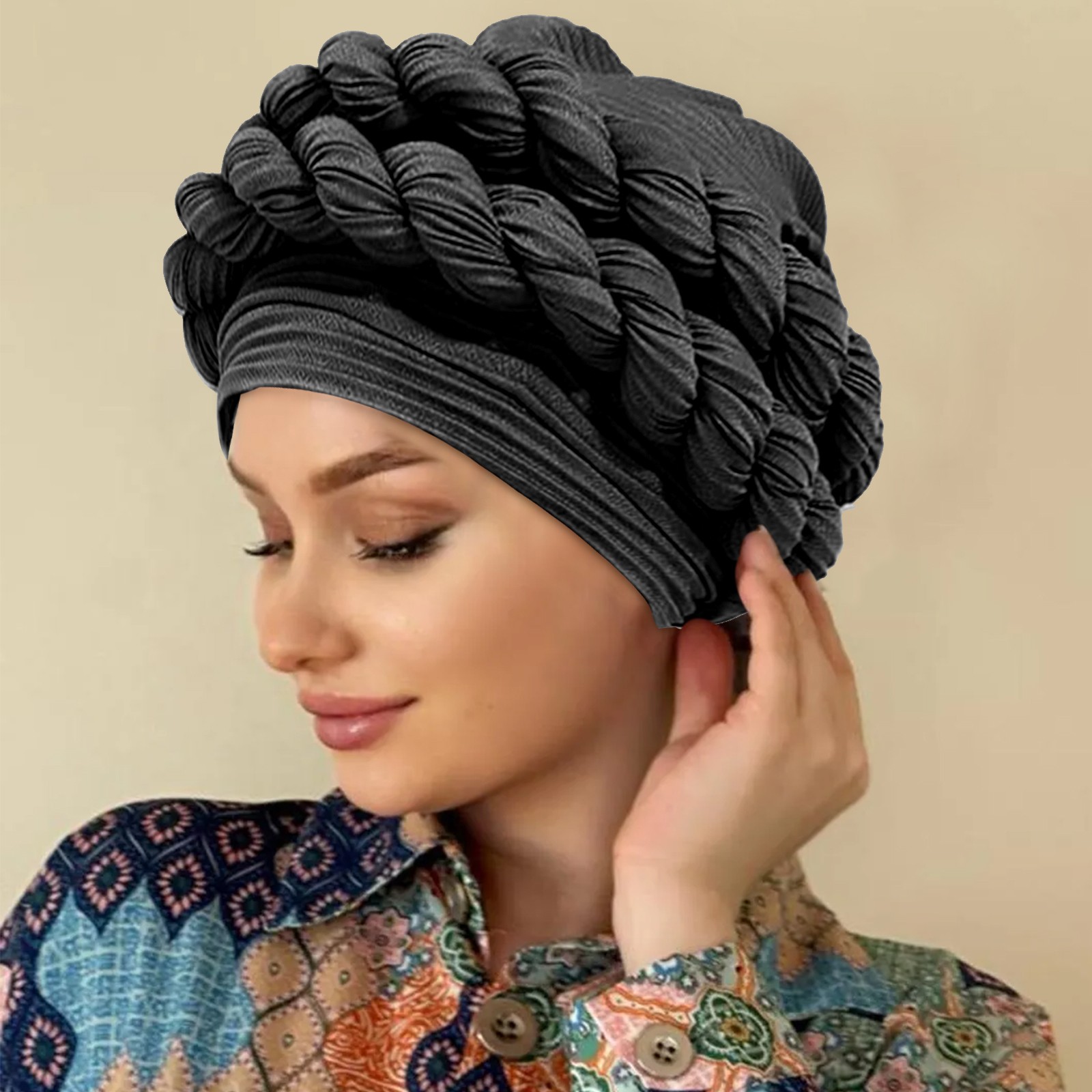 3PCS Braided Turban for Women Soft Pretied Twist Head Cover Stretchy Lightweight