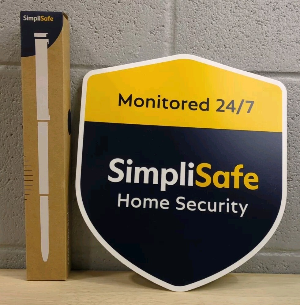 NEW IN BOX - SimpliSafe Yellow Yard Sign and Stake L5