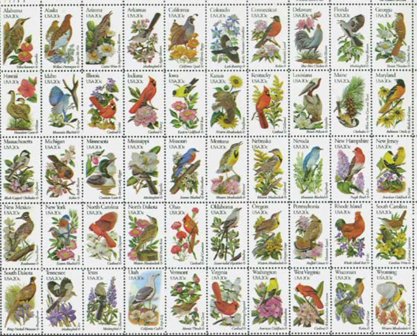 SCOTT 1953- 2002 STATE BIRDS & FLOWERS  20 CENT M NH FULL SHEET OF 50