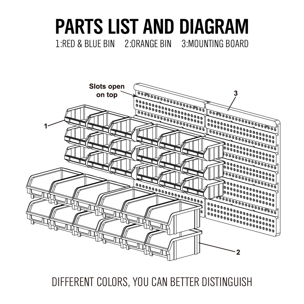 30 Bin Wall Mount Storage Rack for Garage Shed Warehouse Hardware