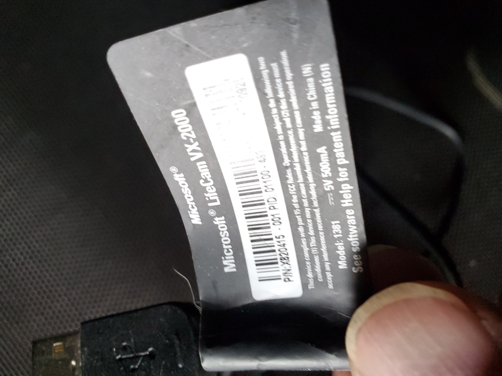 Microsoft LifeCam VX-2000 Webcam with Microphone Model 1381 Tested and Working