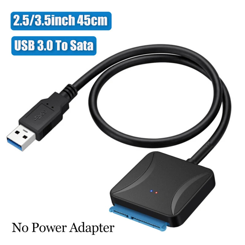 USB 3.0 to SATA External Hard Drive Reader 2.5" 3.5" HDD SSD Power adapter