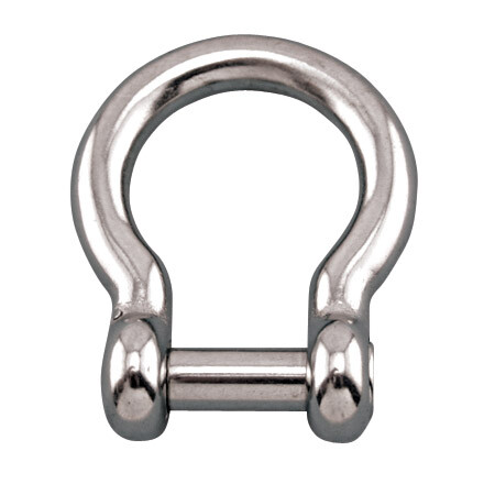 STAINLESS STEEL 316 BOW SHACKLE WITH NO SNAG PIN 1/4" (S0116-NS06)