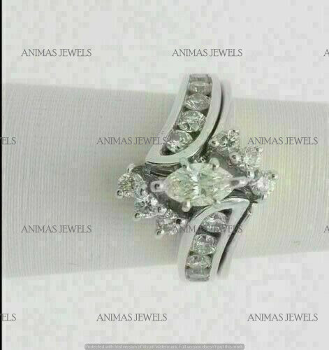 2.00 CT Marquise Cut Moissanite Bridal Set Engagement Ring 925 Sterling Silver