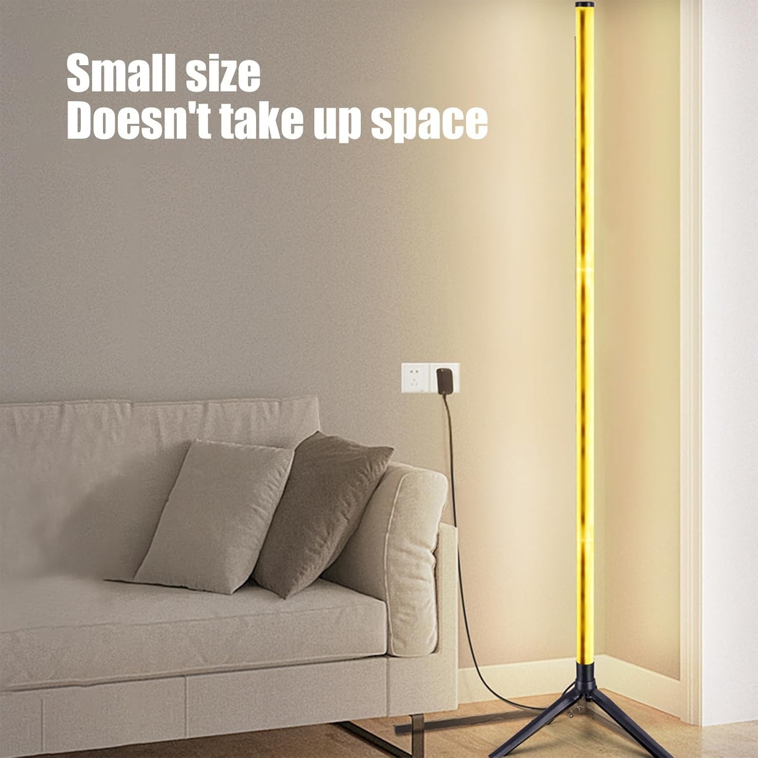 2-Pack Corner Floor Lamp RGB LED Minimalist Mood Light Colour Changing w/Remote