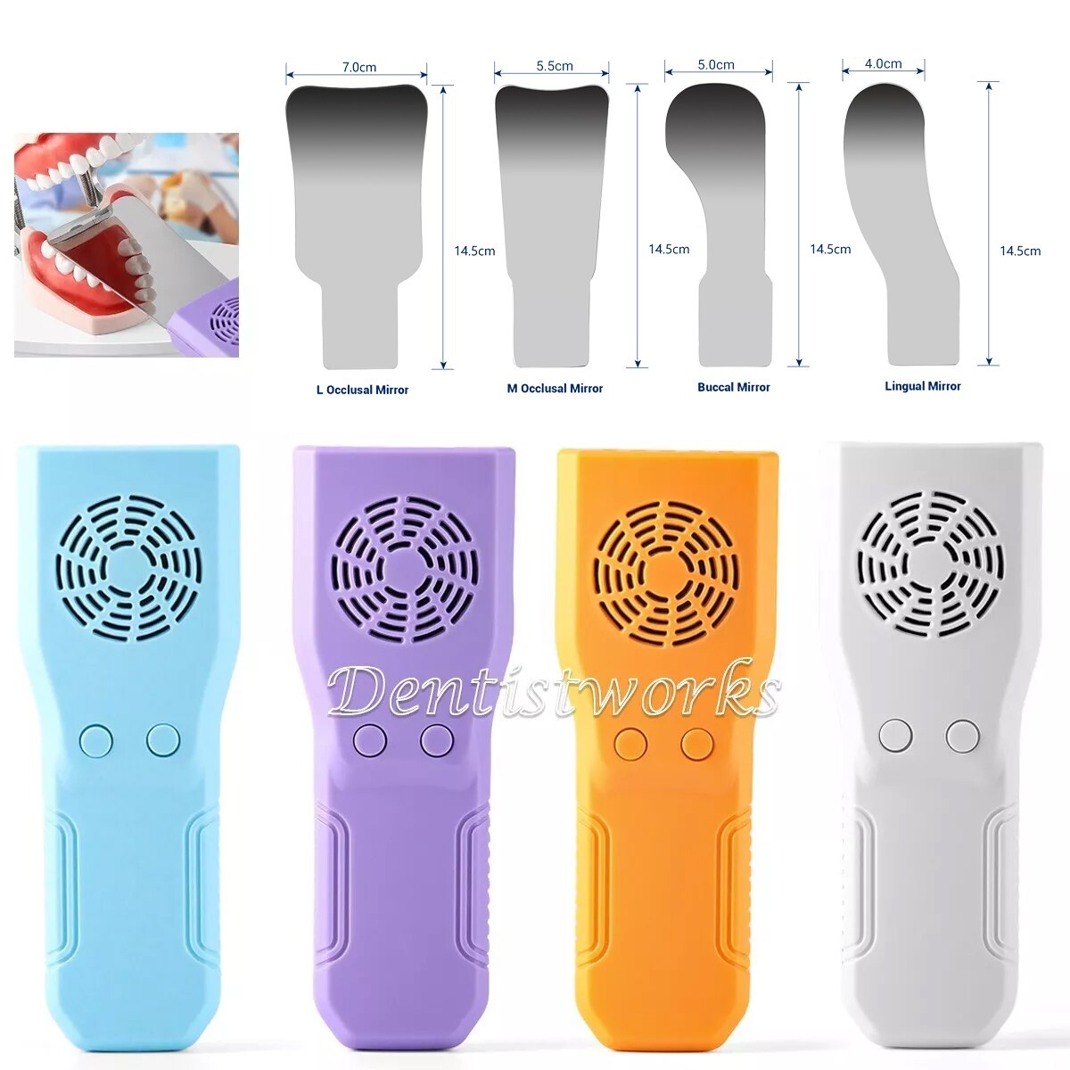 Dental Occlusal Mirror Fog Free LED Intra Oral Photo System 4 Mirrors Anti-Fog