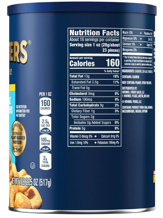 PLANTERS Deluxe Salted Whole Cashews, Party Snacks, Protein 18.25oz (2 PACK)