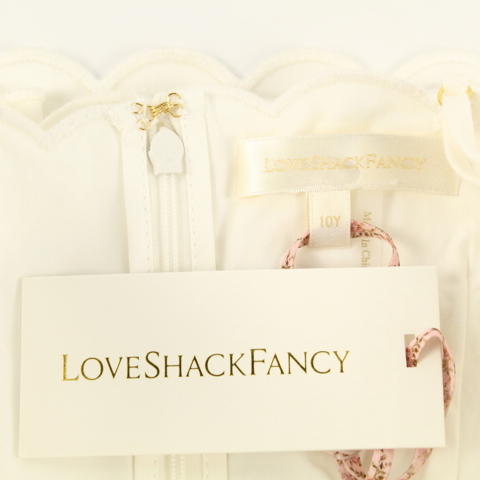 LoveShackFancy Sydelia Linen & Cotton Mini Dress in Off-White Girls Size 10