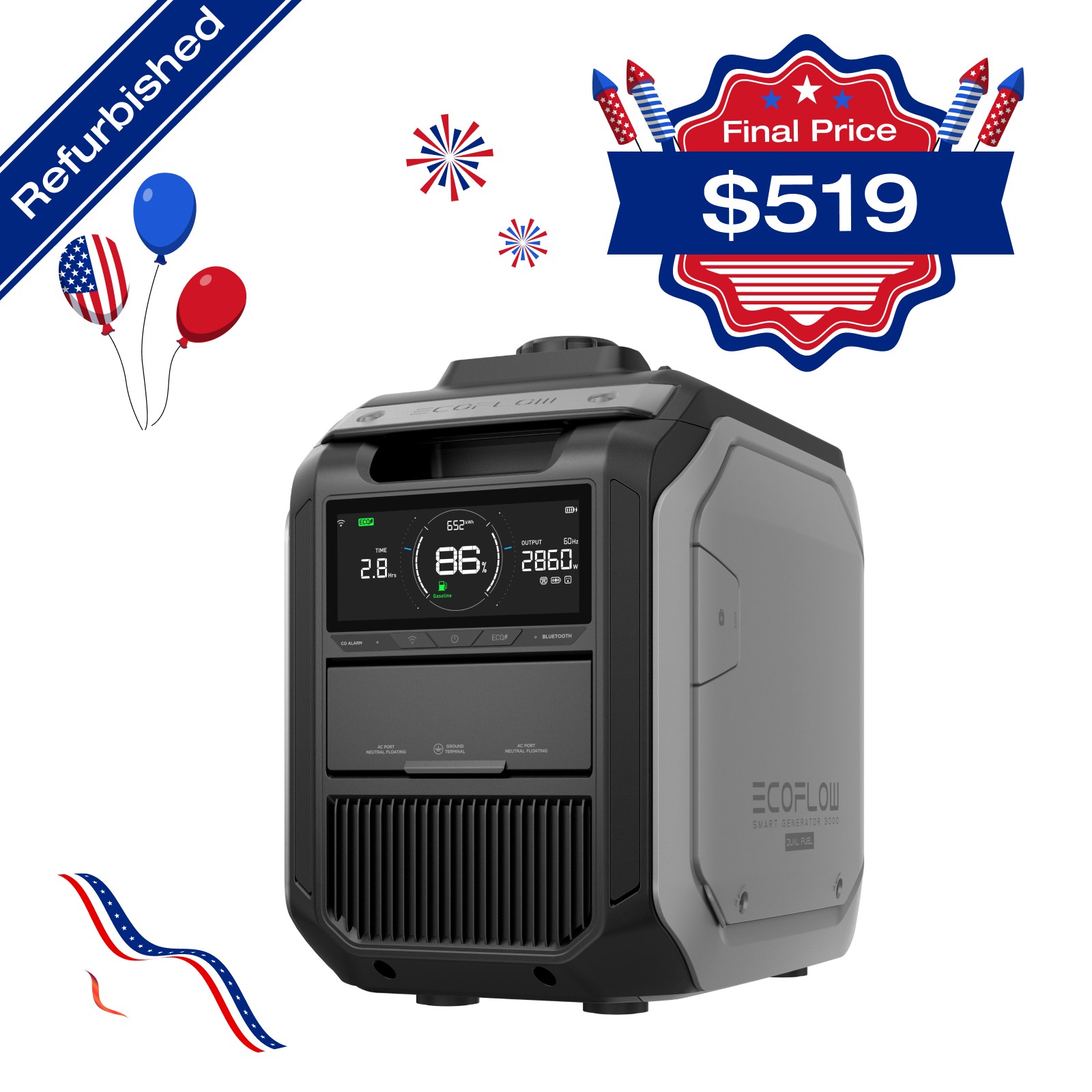 EcoFlow 2000W Smart Dual Fuel LPG丨Gas Generator Powered for Emergencies/Outdoor