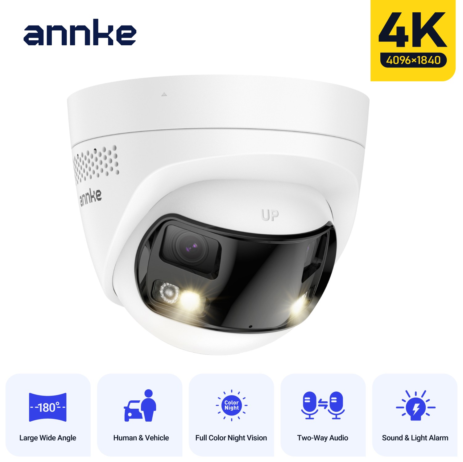 ANNKE 4K Full Color Night PoE Security IP Camera Dual Lens Two-Way Audio Outdoor
