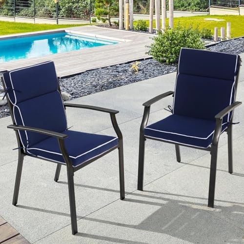 Outdoor Patio Chair Cushions Set of 2, Water Resistant Adirondack Navy Blue