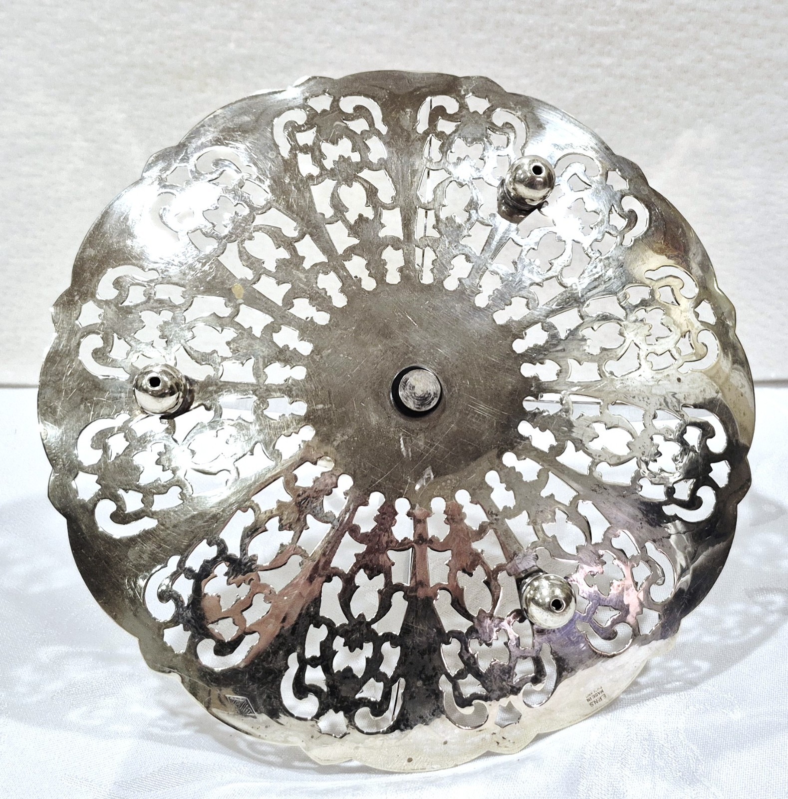 Antique VTG Quartered Silver Plated Appetizer Dessert 9" Serving Dish Hallmarks