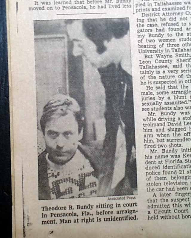 Rare TED BUNDY Notorious Women Killer Final Capture & Arraignment 1978 Newspaper