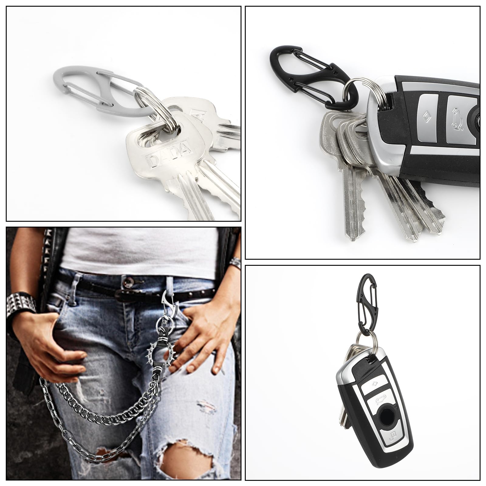 20 PCS Aluminum Carabiner Clips 1.6 Inch D Clips Ring Small Carbineers Keycha...