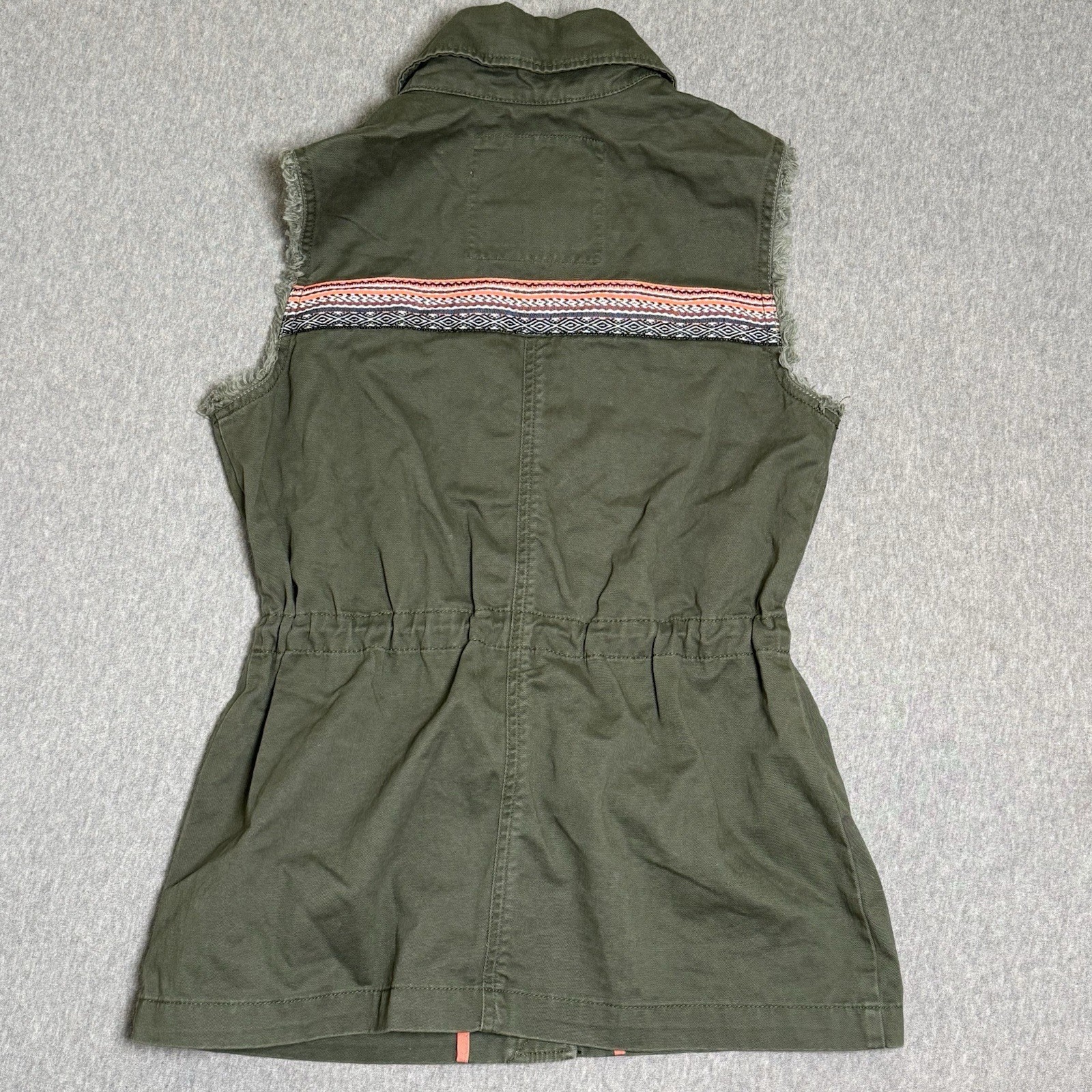 Abercrombie & Fitch Kids Denim Embroidered Snap Utility Vest Girls 13/14 Green