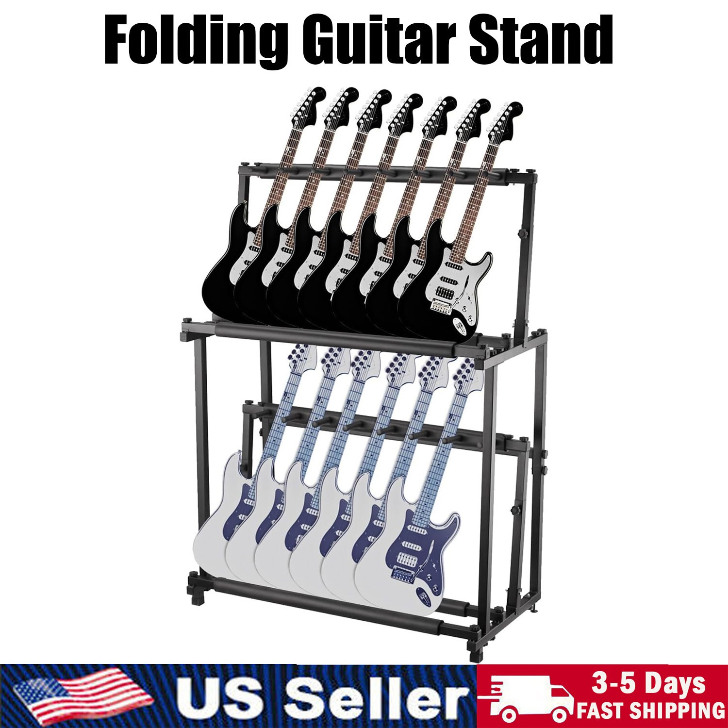 Multi Guitar Stand Folding 14 Standing Floor Multiple Guitars Display Rack Adjus