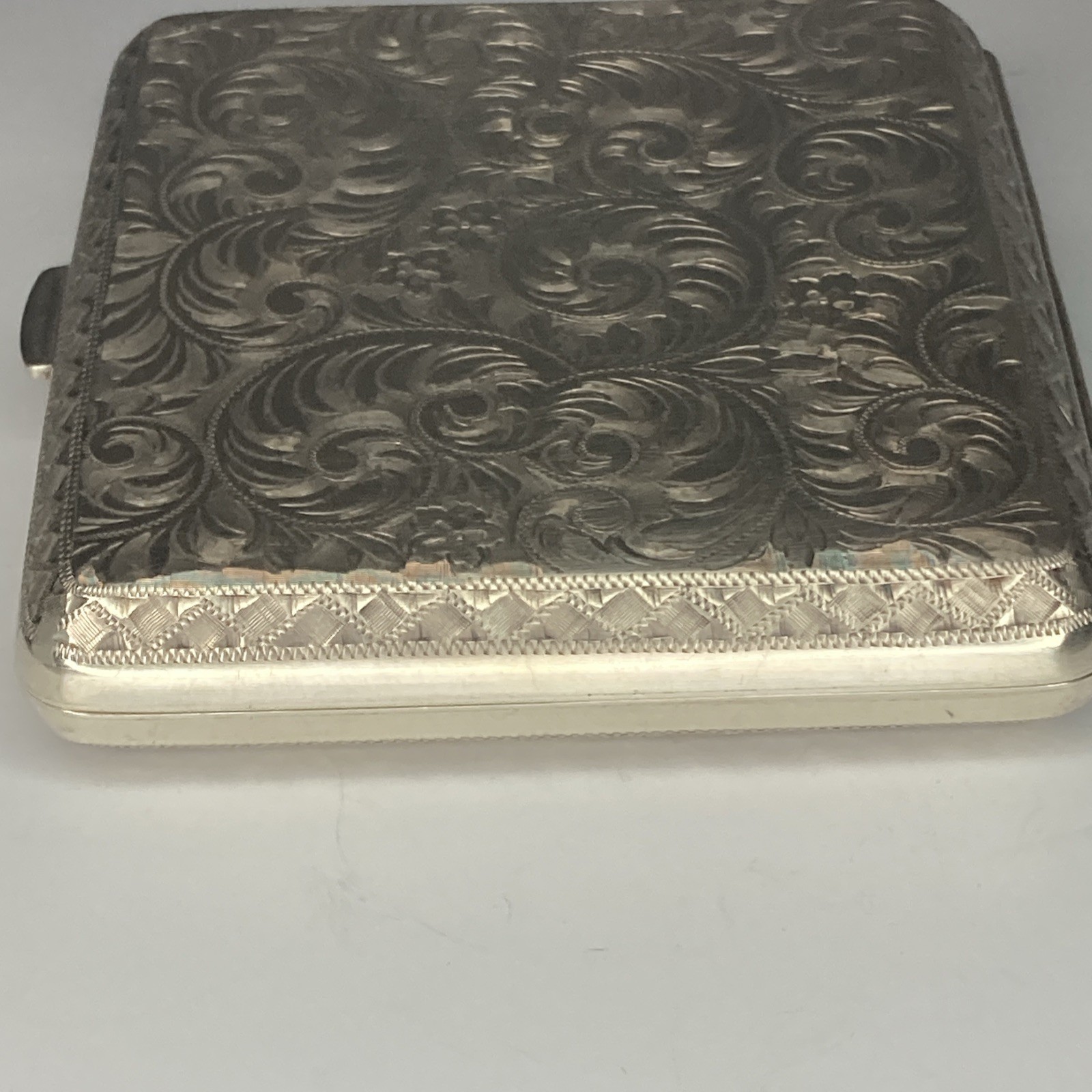 Sterling Silver .950 Cigarette Case Vintage Engraved~Made In Japan(130.5 Grams)