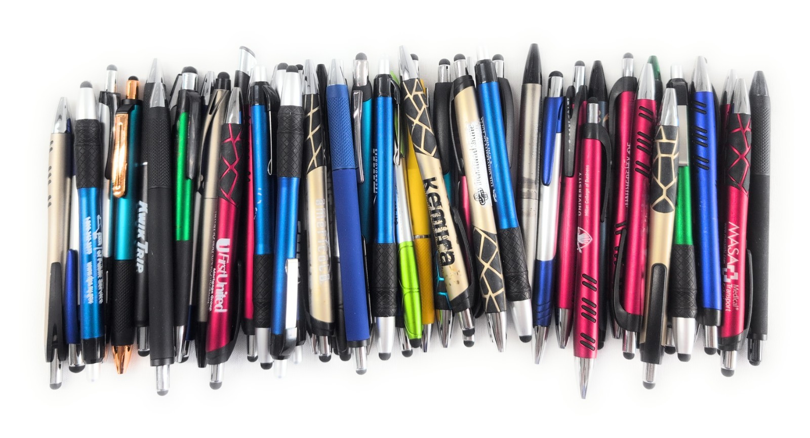 50 Misprint STYLUS TIP Retractable Click Pens HUB PEN bulk Mixed MULTICOLOR Lot