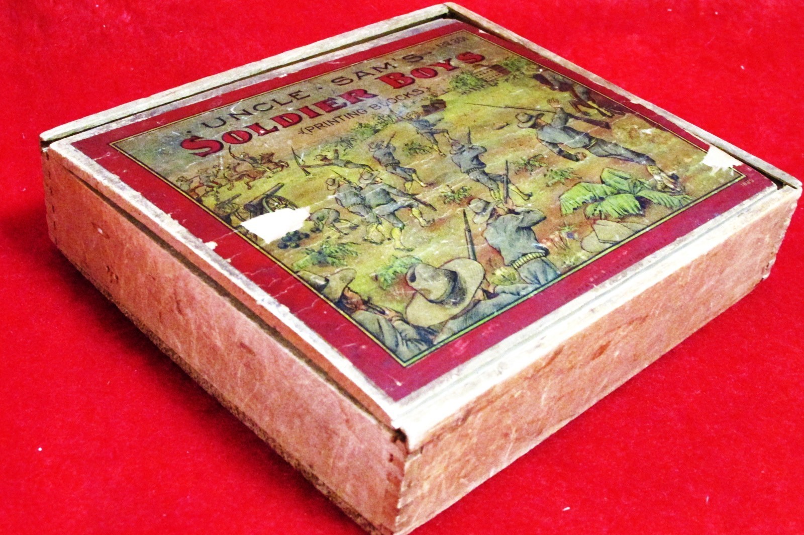 c1898 Ex-Rare Military Museum Uncle Sam's Soldier Boys Pr. Blocks, San Juan Hill