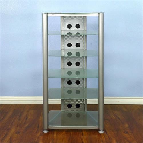 Gorgeous VTI Manufacturing 6-Shelf Glass & Silver-framed Audio Rack Stand - USED