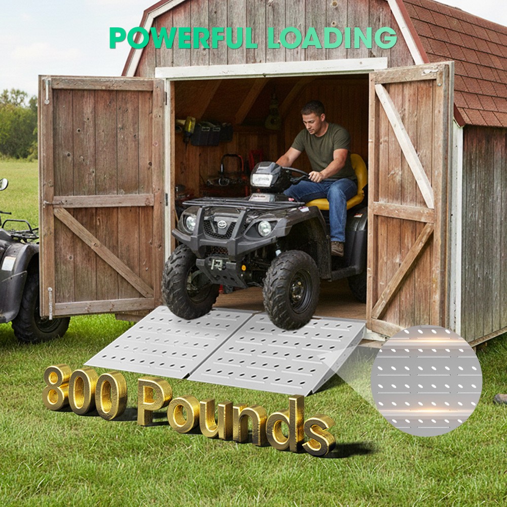 Shed Ramp for Riding Mower & Lawn Equipment Anti-Slip Punch Plate Ramp 1/2PCS