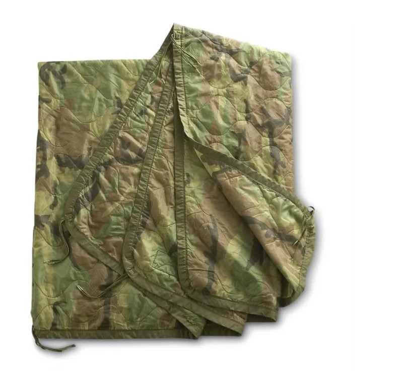 USGI Military Woodland Camo Wet Weather Poncho Liner Woobie Blanket GOOD