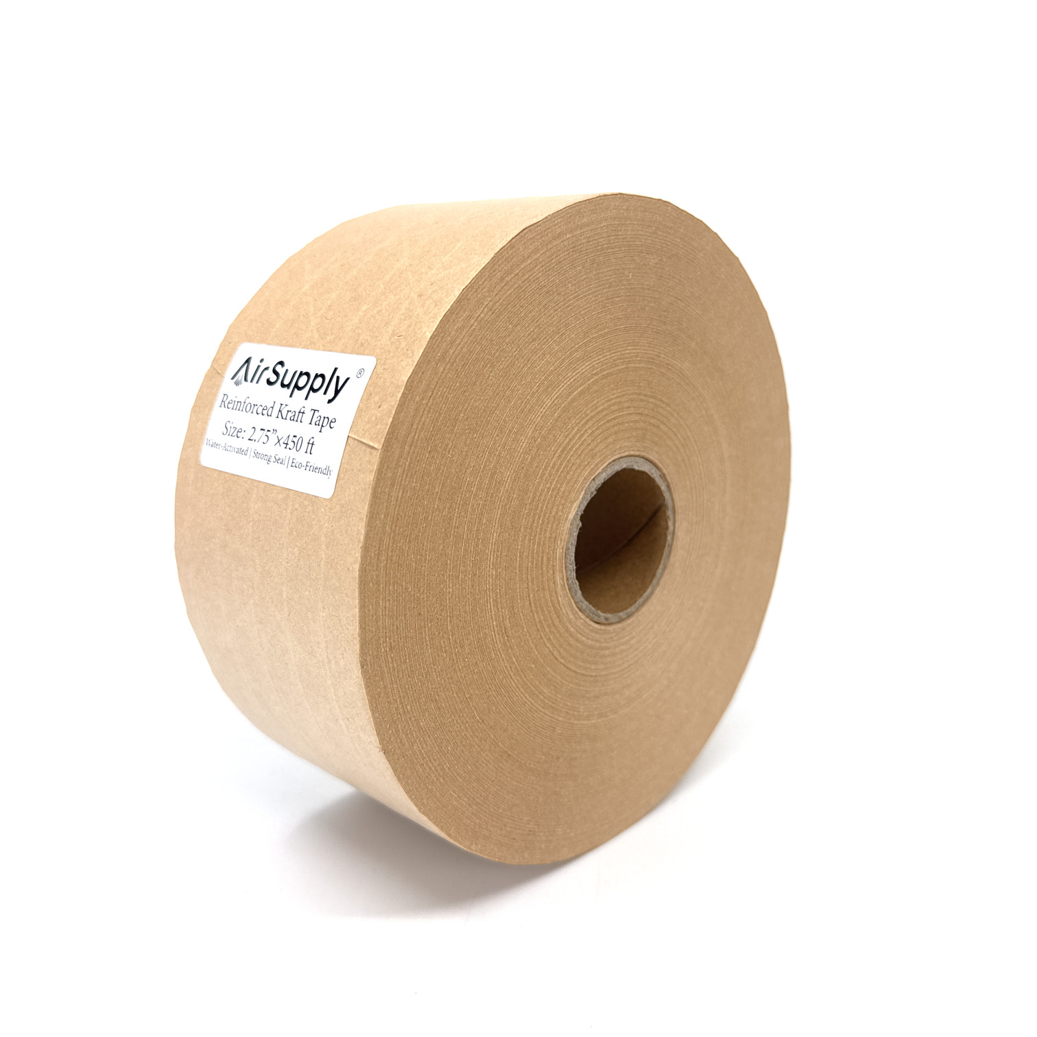 Reinforced Water Activated Kraft Carton Sealing Gummed Tape 2.75" x 450 ft Tan