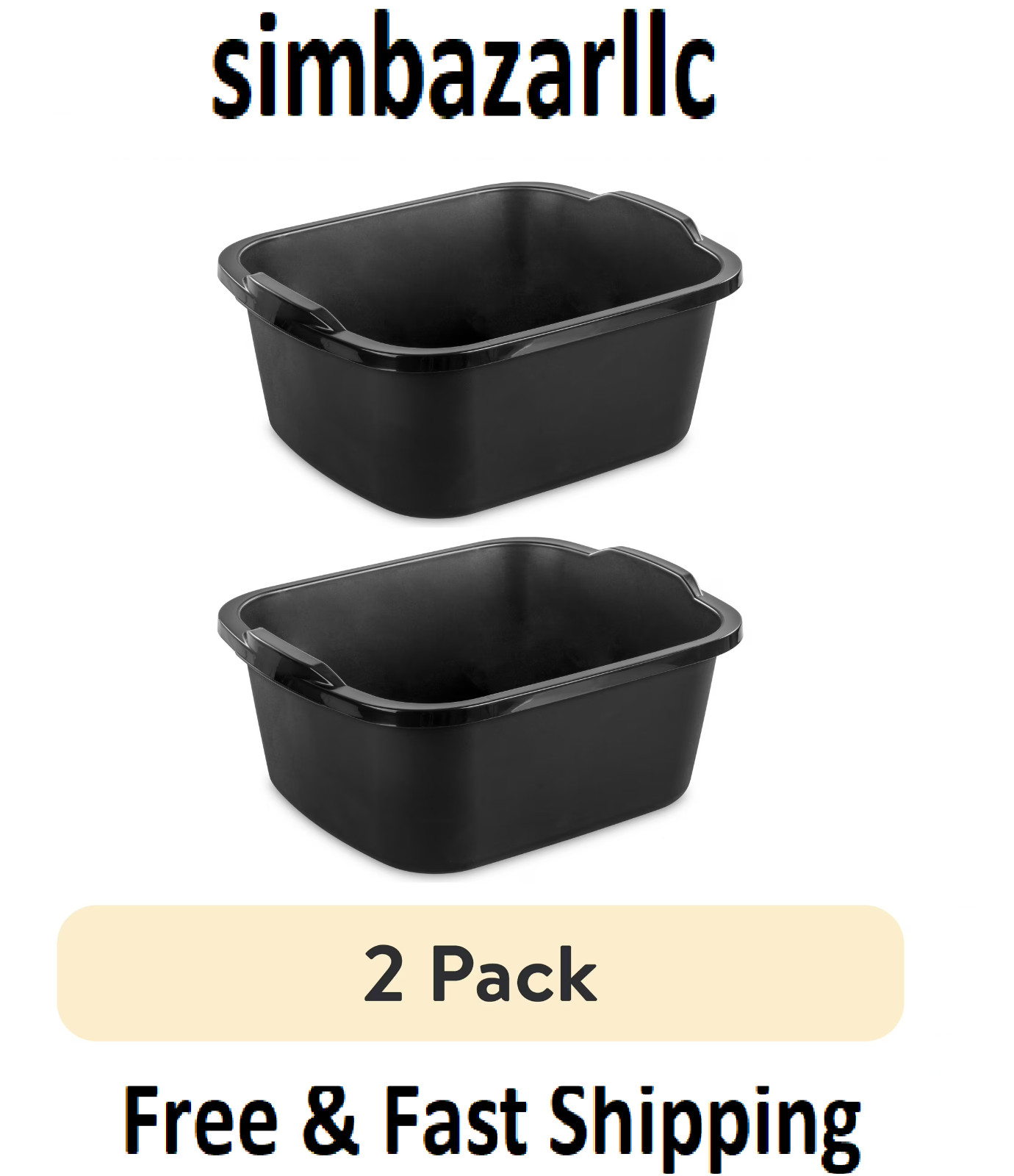 Sterilite 18 Qt. Dishpan Plastic, Black (2 pack)