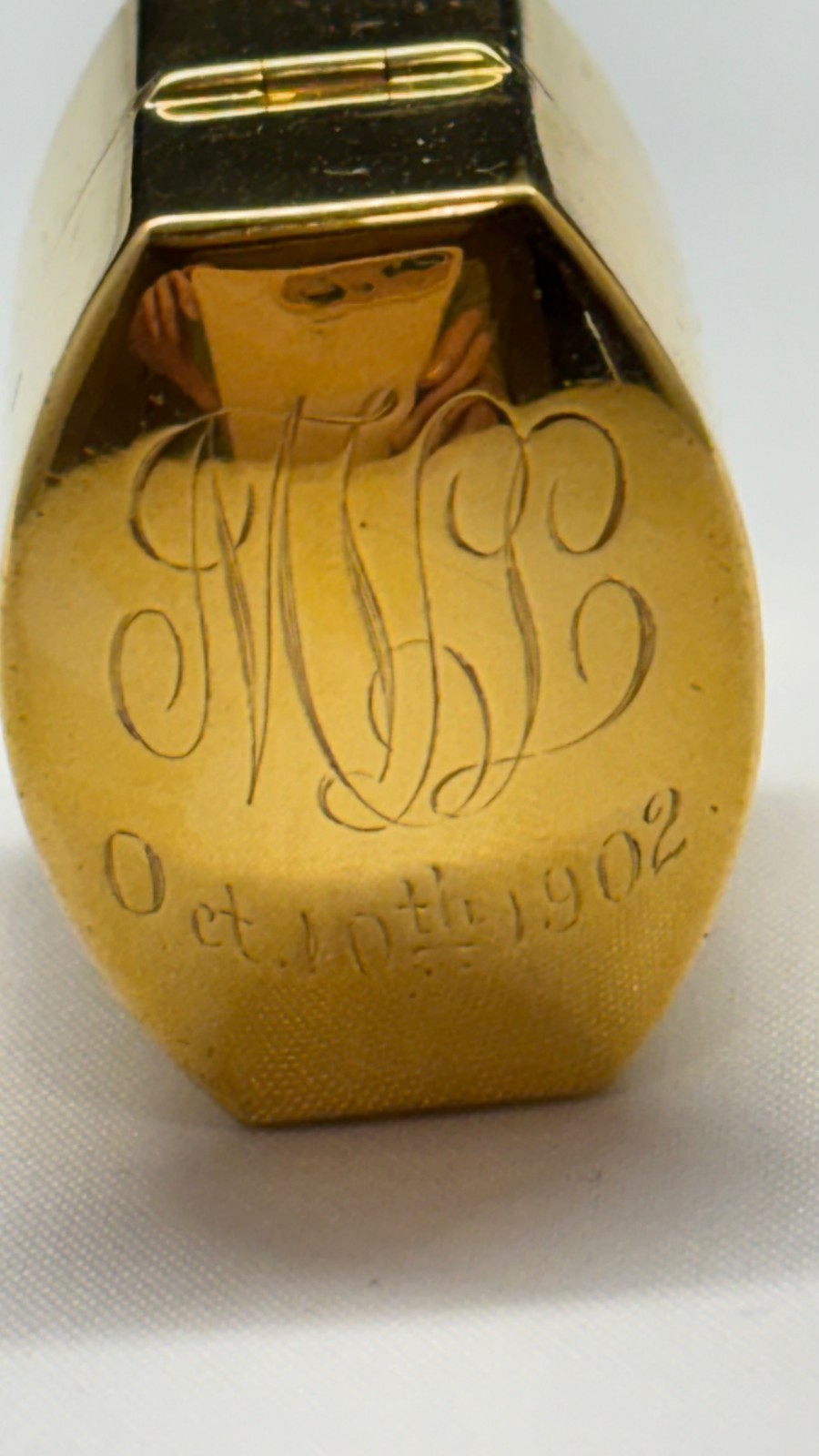 ANTIQUE RING BOX, 14KT PLATED STERLING SILVER, Howard & Co. Fifth Ave, New York