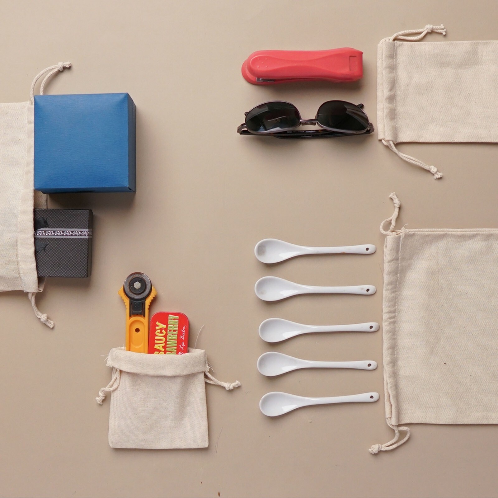 Biglotbags - 4 x 6 Inches Premium Canvas Cotton Double Drawstring Bags. Qty: 25