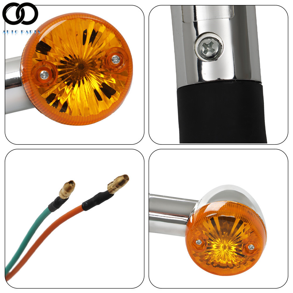 2×Chrome Amber Front Rear Turn Signal Blinker Indicator Light For Motorcycle
