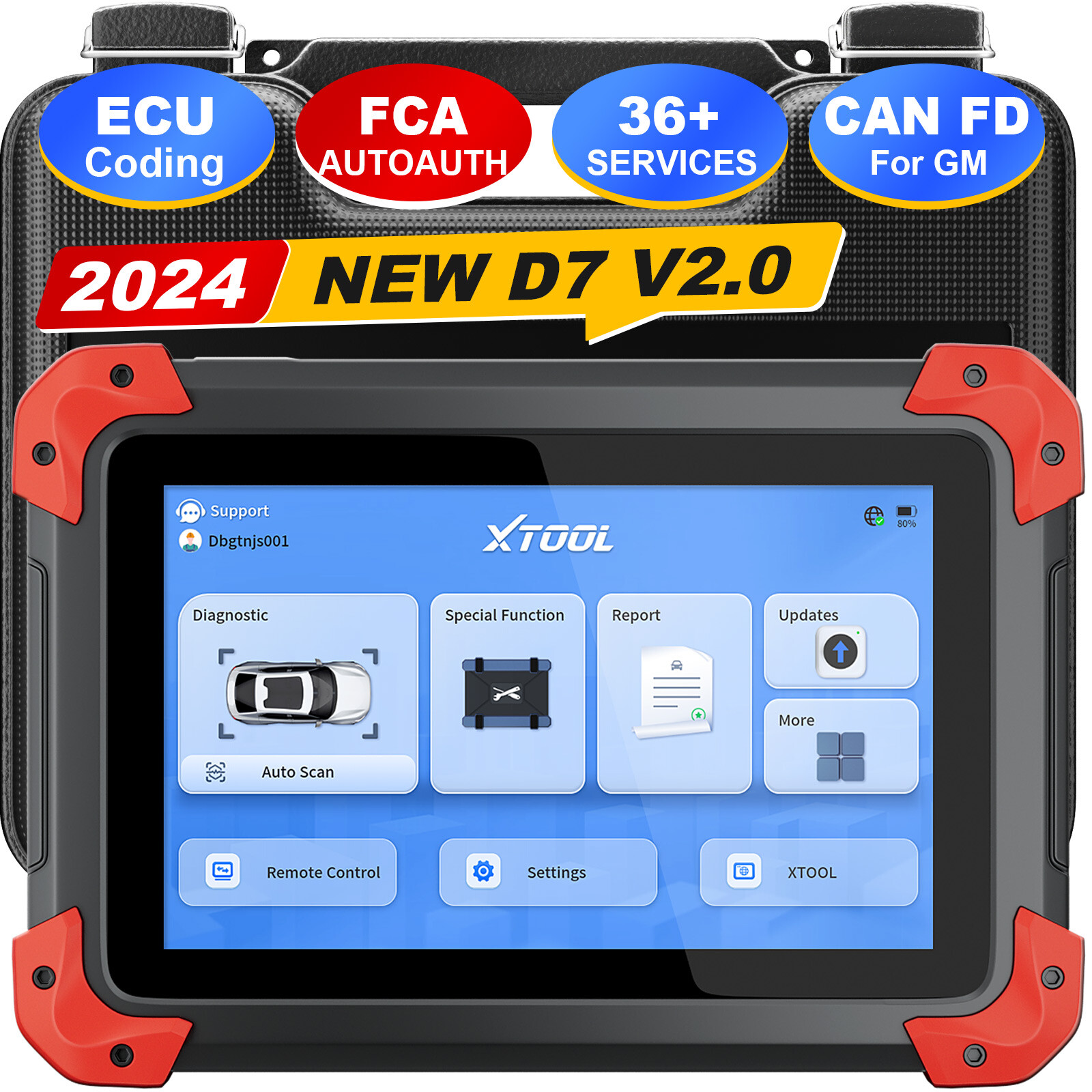 NEWEST XTOOL D7 V2.0 FCA Scanner Auto Diagnostic Tool Bidirectional E.CU Coding