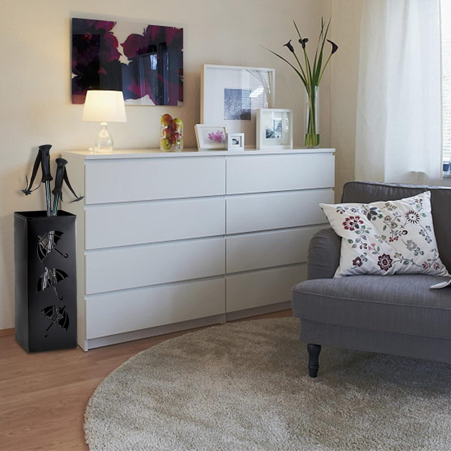 Okllen Metal Umbrella Holder Square Umbrella Stand Rack for Entryway 6.3 x