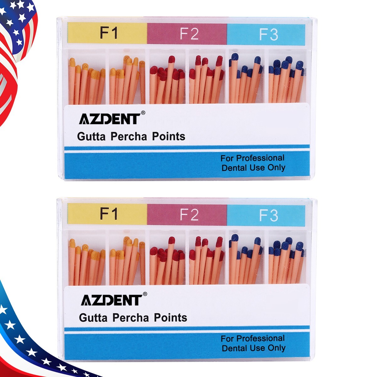 AZDENT Dental Endodontic Gutta Percha Points Endo Root Canal GP F1.F2.F3