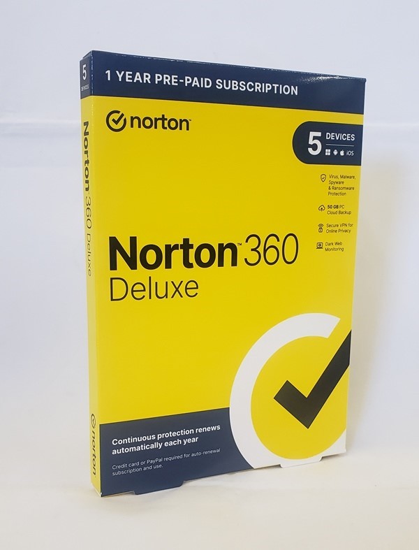 Retail Norton 360 Deluxe Band New Key Card 5 Devices Auto Renewal US only