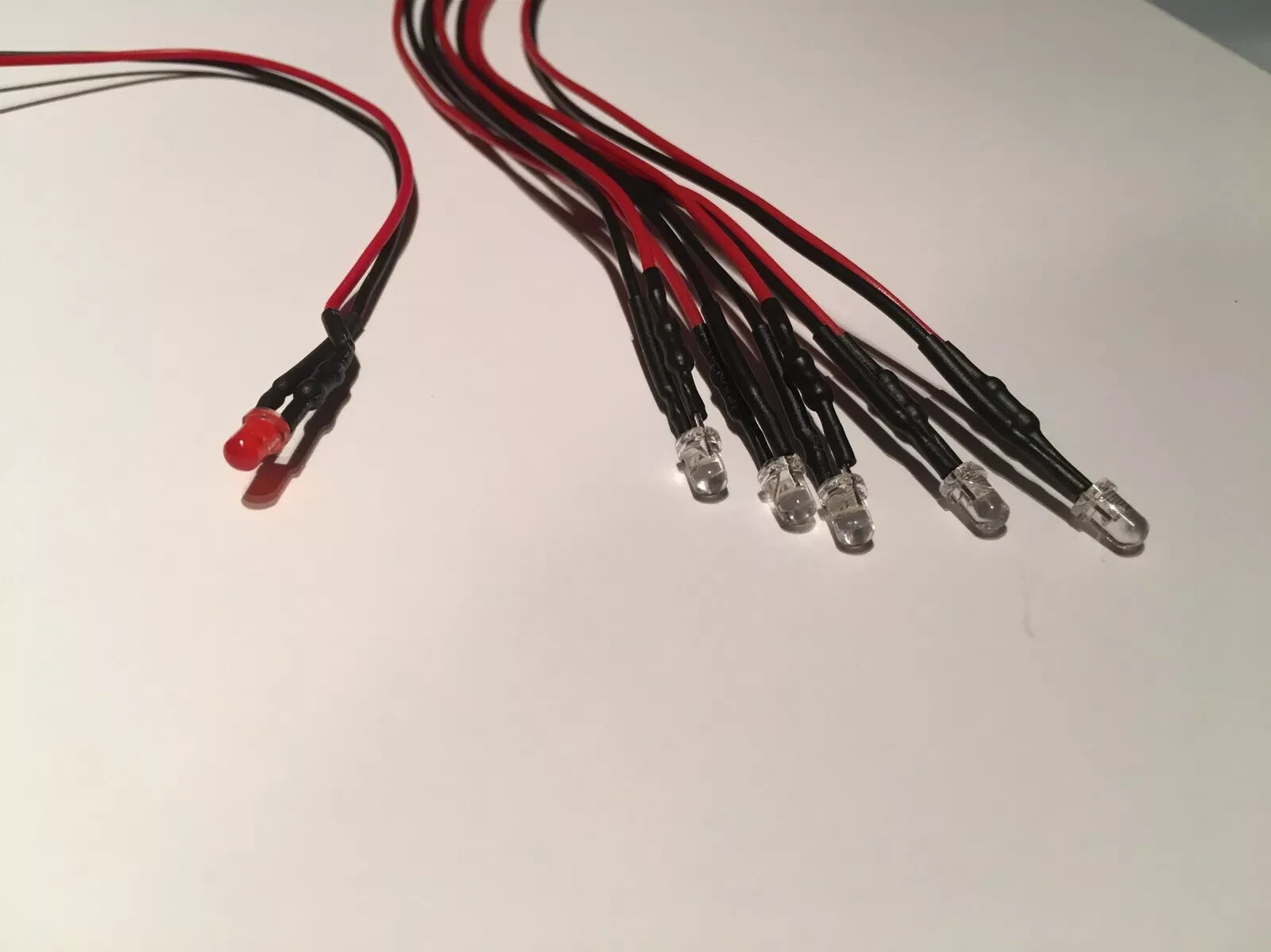 7 LED Lights Set Model Train Layout Buildings 9-12 Volt DC White, Fire Blink Red