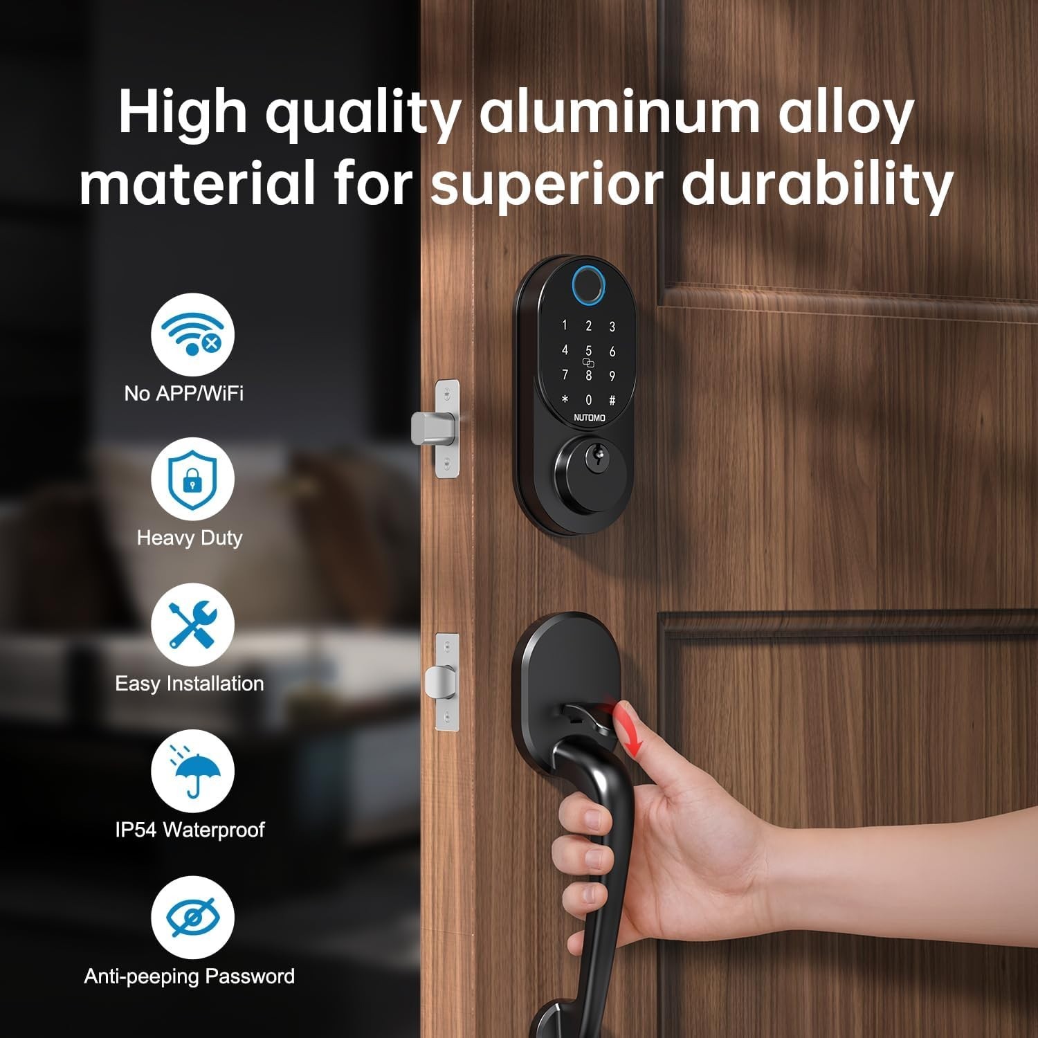 Smart Front Door Lock with Handle Set Fingerprint Keyless Entry Digital Deadbolt
