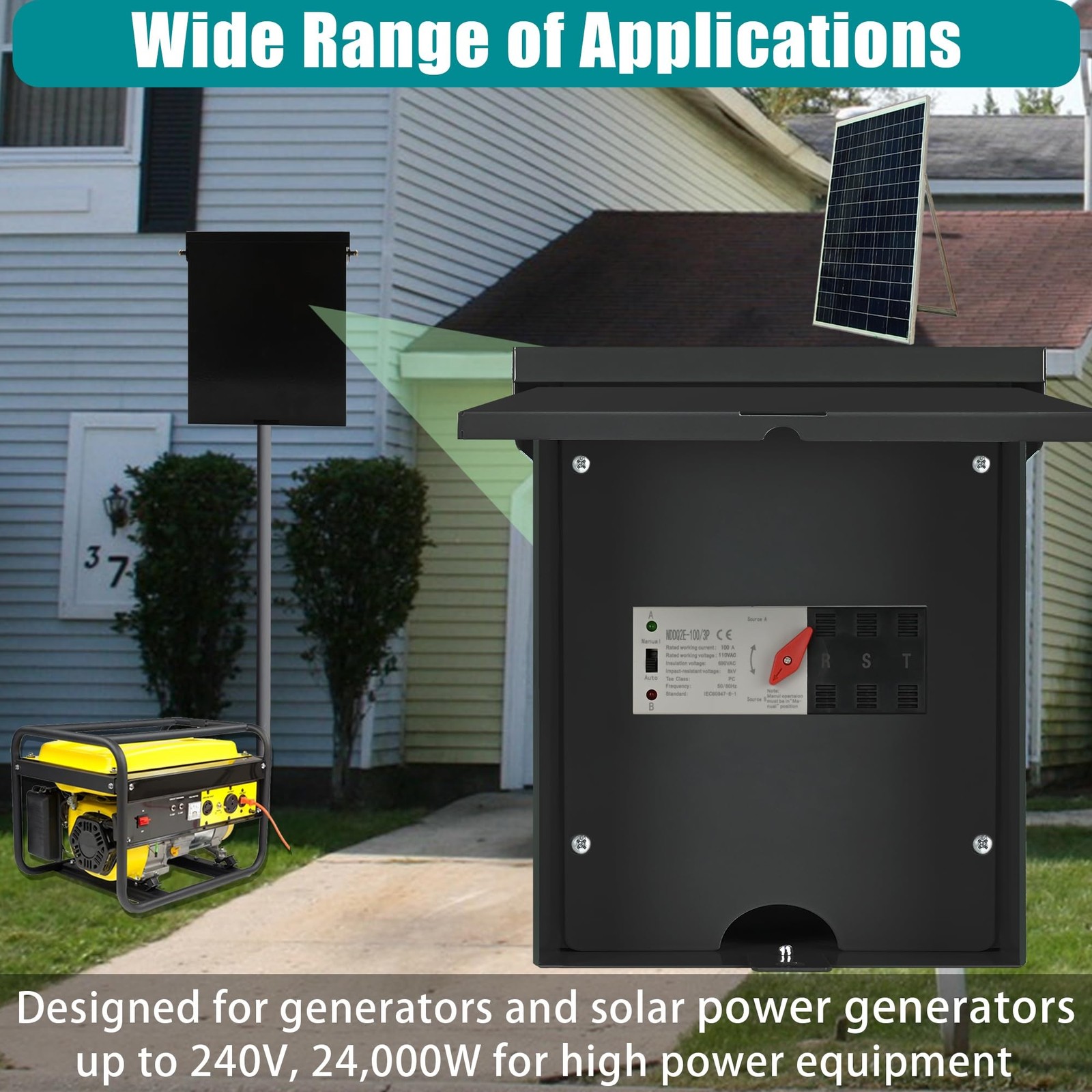 Automatic Transfer Switch, 100 Amp 3 Pole Auto Switch for Home...