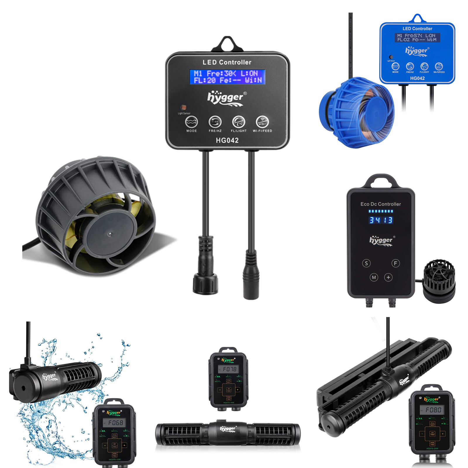 hygger 1321GPH-3400GPH Magnetic Aquarium Wave Maker With Controller up to 265Gal