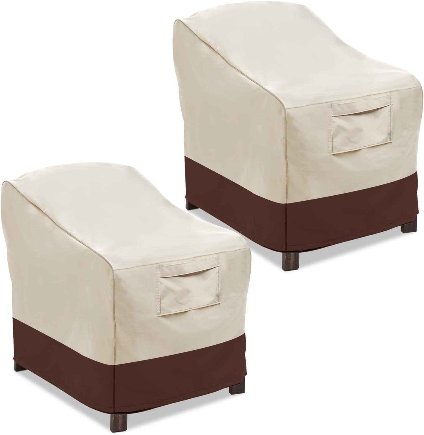 Waterproof Heavy-Duty Patio Chair Covers 2 Pack - Beige & Brown Large Size