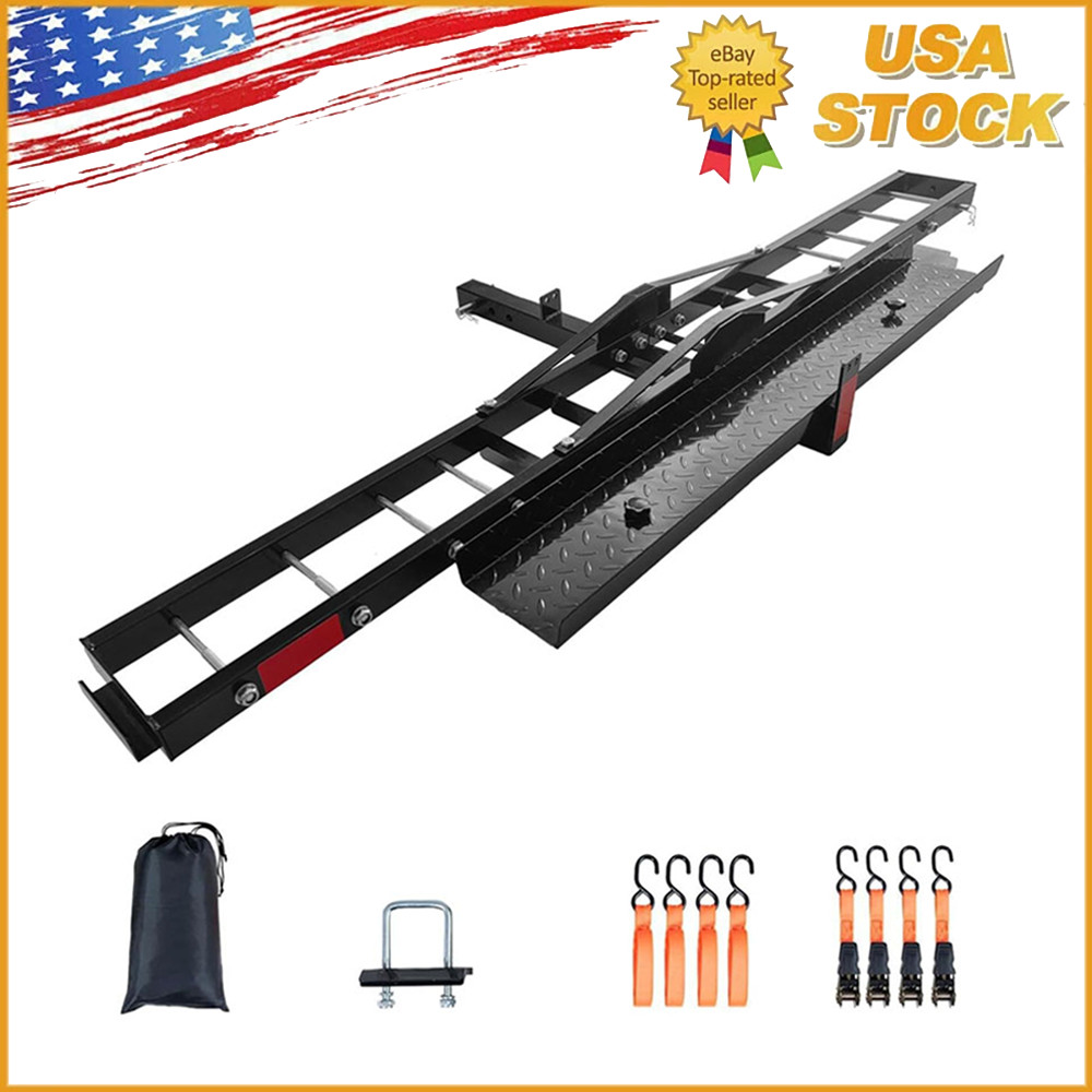 Motorcycle Carrier 600 LBS Steel Motorcycle Carrier Hitch Mount w/ Loading Ramp