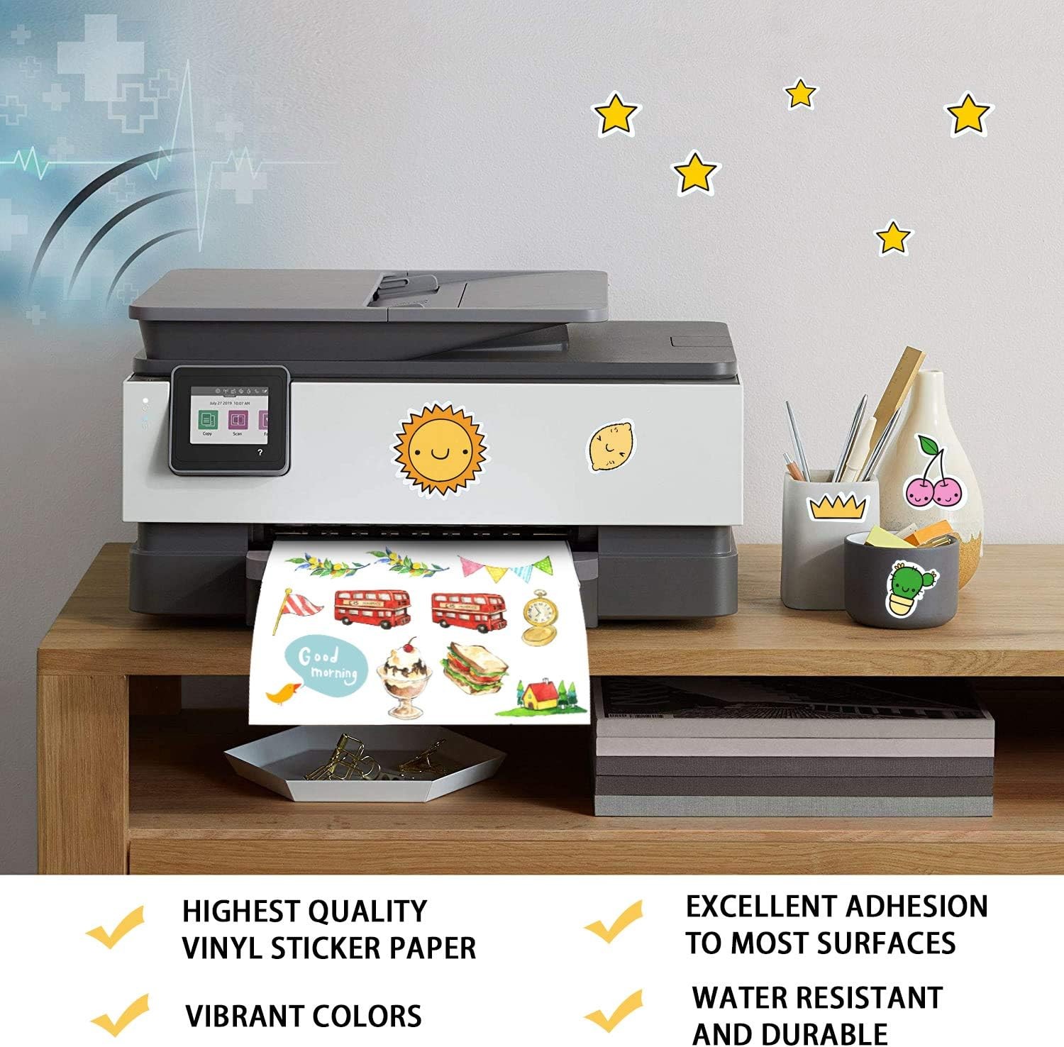 20 Printable Vinyl Sticker Paper 8.5x11 Glossy Waterproof Decal for Laser Inkjet