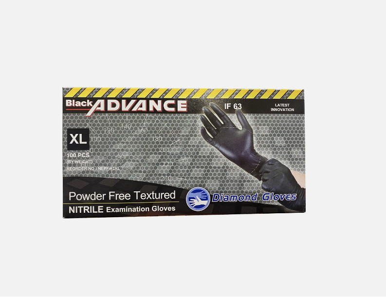 Advance Nitrile Examination Gloves 6-mil, Black - 1000 Pieces New (S/M/L/XL)