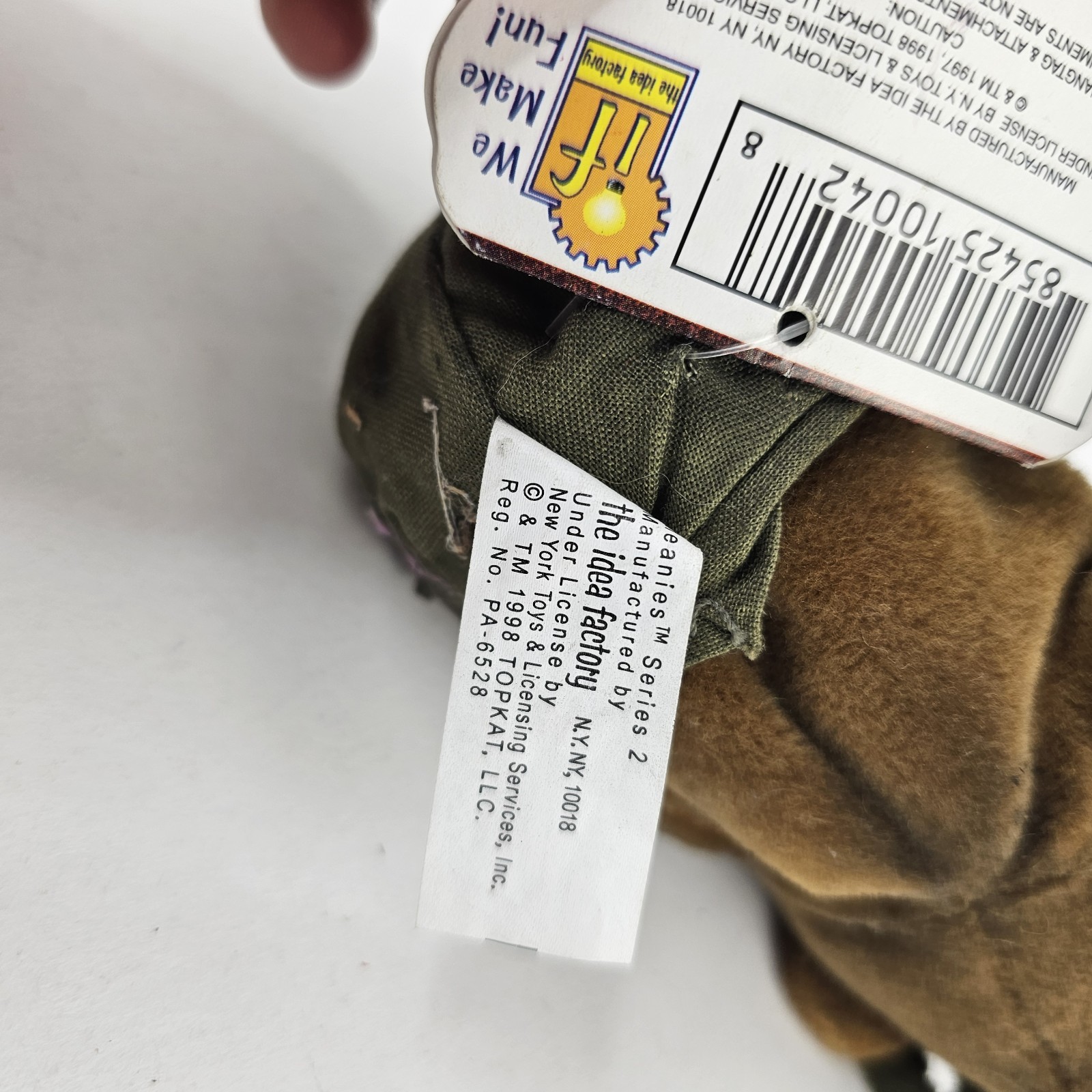 Vintage 1998 Meanies Series 2 Burny The Bear Burnt Fire Plush W/ Tag