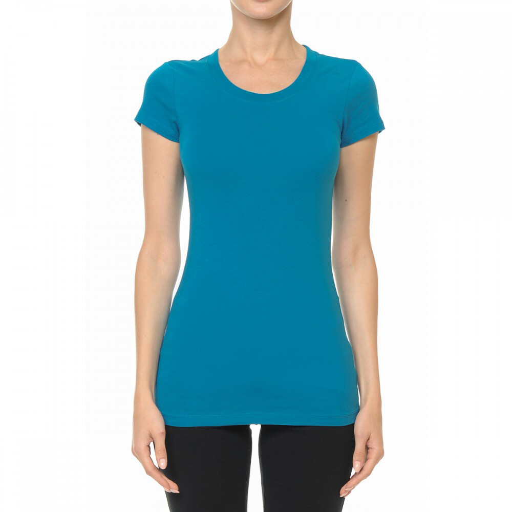 Women's Premium Cotton Basic T-Shirt Crew Neck Short Sleeve Plain Solids Fitted