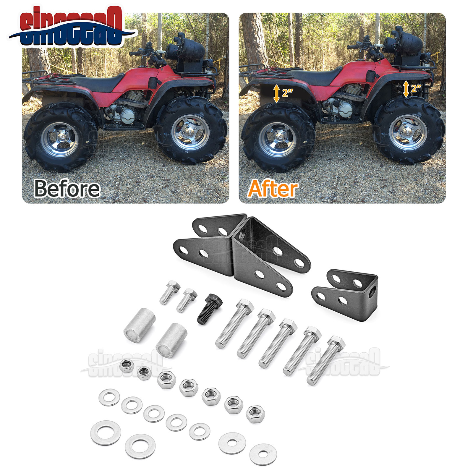For 1993-2000 Honda TRX300 FourTrax 2x4 Heavy-Duty 2" Front & Rear ATV Lift Kit