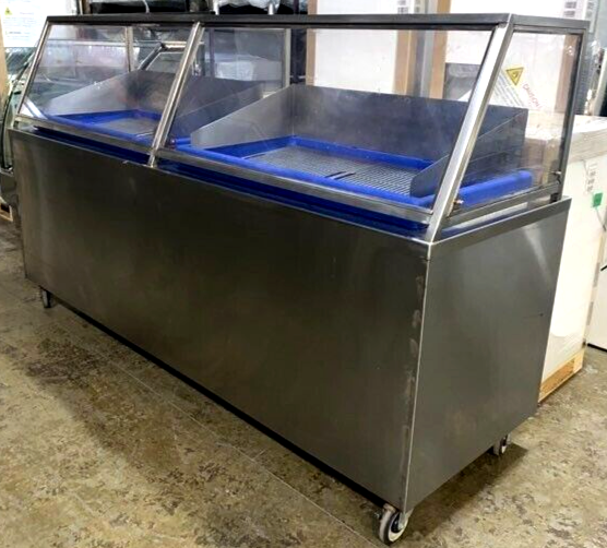 Custom Win-holt Sea Food Ice Bin Insulated Display Table w/ Cambro Bar Bases