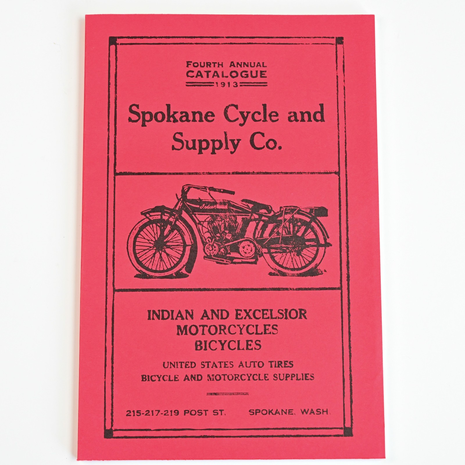 1913 Spokane Cycle Catalog Indian Excelsior Motorcycle - Antique Vintage Bicycle