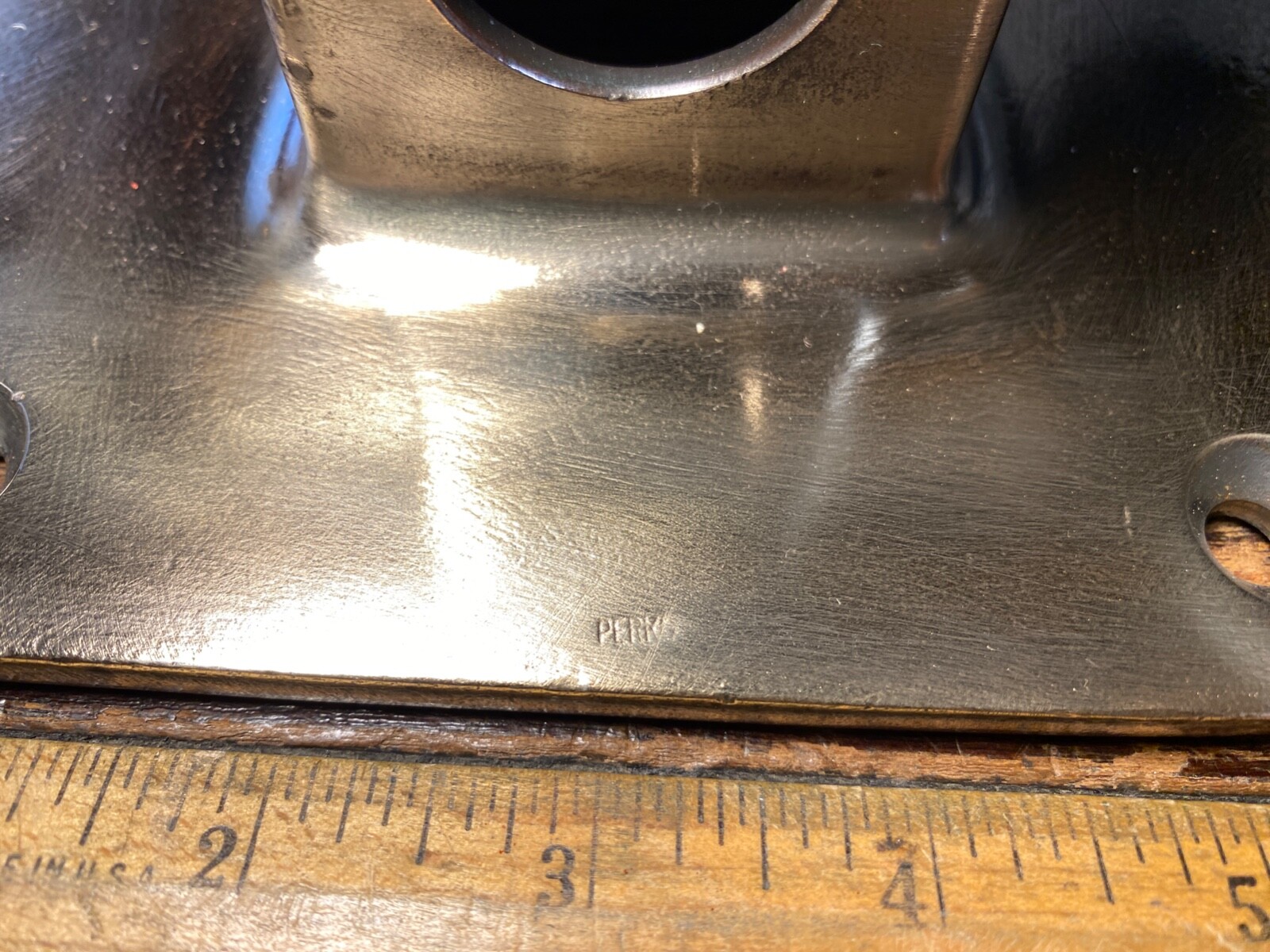 VINTAGE PERKO POLISHED BRONZE MOORING BITT, SAMPSON POST/BOLLARD, CLEAT 6" BASE